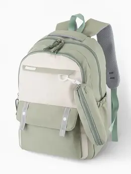 Рюкзак школьный, с пеналом, 2 отделения, 3 кармана, 31×14×44 см, светло-зеленый