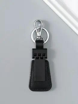 Брелок для ключей на кольце с карабином под нанесение, кожзам, размер окна 3.7×1.7 см, черный матовый, 13×4×0.7 см