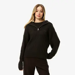 Женский свитер Lacoste с высоким воротом на молнии классического кроя