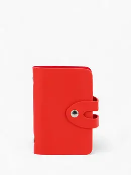 Визитница на кнопке, 24 карты, однотонная, красная