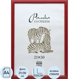 Рамка Зебра А4 21x30 см пластиковый багет 14 мм красная