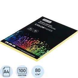 Бумага цветная для печати Attache желтая пастель (А4, 80 г/кв.м, 100 листов)