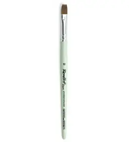 Кисть синтетика коричневая №10 плоская Roubloff "start" короткая ручка, зелёная матовая, серебристая