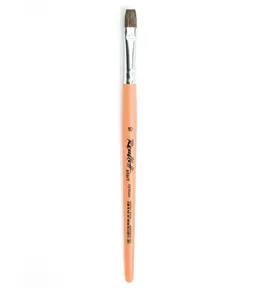 Кисть волос вола №10 плоская Roubloff "start" ручка короткая, оранжевая матовая, серебристая обойма