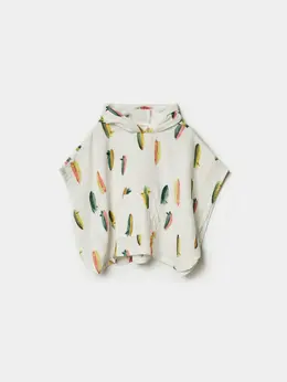 Пончо из муслина с ушками на капюшоне для малышей