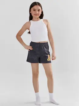 Шорты домашние для девочек серые с обработкой эйсид из хлопка