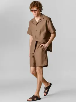 Комплект мужской коричневый льняной