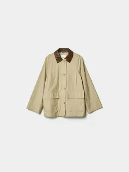 Куртка с контрастным воротником из экокожи