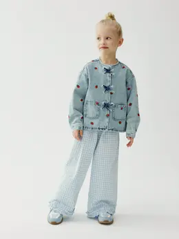 Хлопковые брюки в клетку для девочек