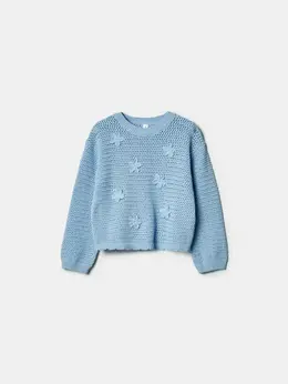 Джемпер ажурной вязки с декором для девочек