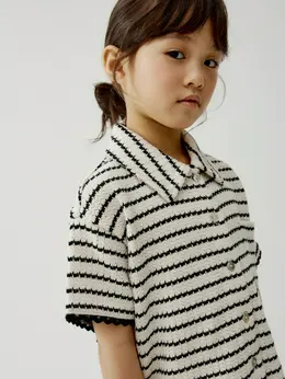 Вязаная рубашка в полоску для девочек