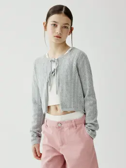 Ажурный кардиган на завязках для девочек