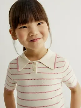 Вязаное поло с коротким рукавом для девочек