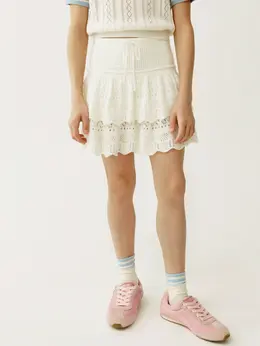 Вязаная юбка из ажурного трикотажа для девочек