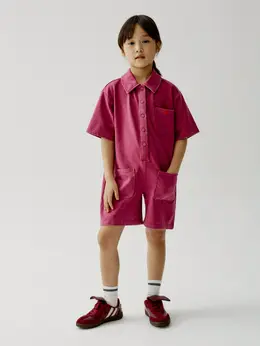 Трикотажный комбинезон с эффектом стирки для девочек