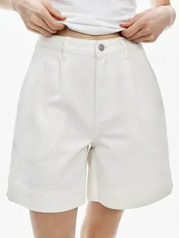 Широкие джинсовые шорты с высокой посадкой