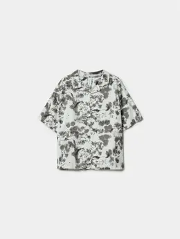 Рубашка оверсайз из хлопка и льна для мальчиков