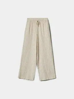 Широкие брюки из смесового льна для девочек