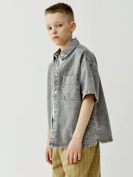 Джинсовая рубашка с коротким рукавом для мальчиков