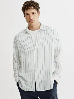 Рубашка из смесового льна в полоску