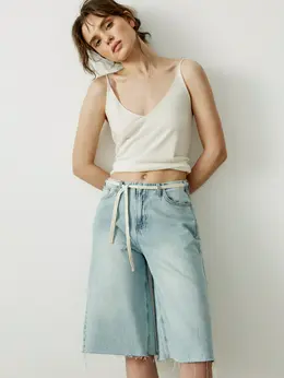 Джинсовые широкие шорты со средней посадкой