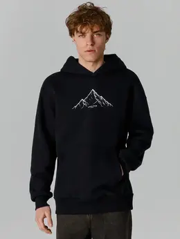 Теплое худи мужское черное с начесом свободного кроя