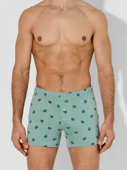 Трусы шорты мужские зеленые с узором из 100% хлопка
