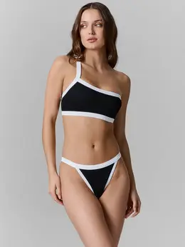 Купальник женский черный с ассиметричным верхом