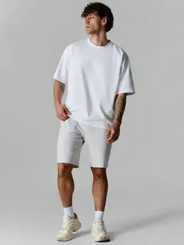 Шорты мужские серые прямого кроя из ткани пике