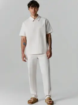 Комплект мужской белый прямого кроя льняной