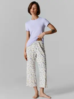 Комплект домашний женский фиолетовый с цветочным принтом