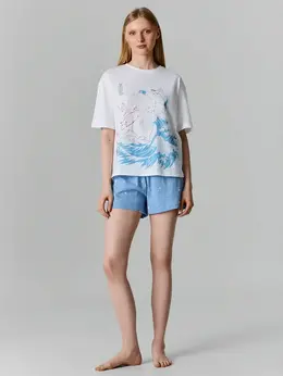 Комплект домашний женский белый с принтом