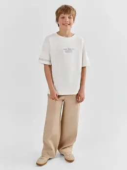 Брюки для мальчиков бежевые прямого кроя
