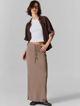 Юбка женская бежевая длинная прямого кроя