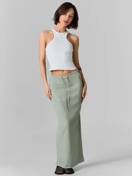 Юбка женская зеленая длинная прямого кроя