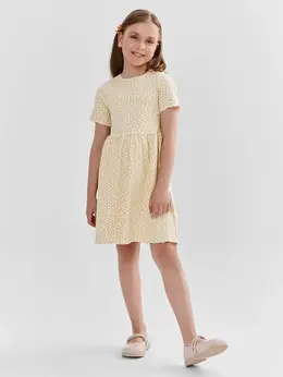 Платье для девочек желтое a-силуэта с короткими рукавами