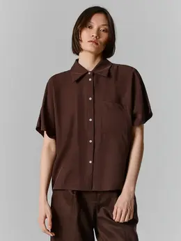 Рубашка женская коричневая прямого кроя