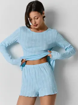 Комплект домашний женский голубой из хлопка