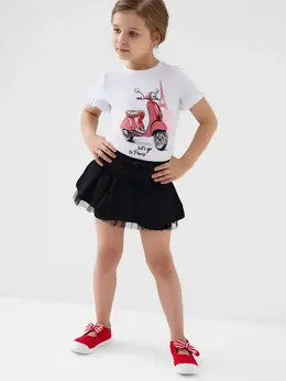 Комплект трикотажный джемпер футболка юбка шорты