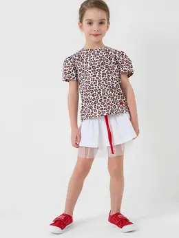 Комплект трикотажный фуфайка футболка юбка шорты