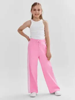 Брюки для девочек розовые прямого кроя