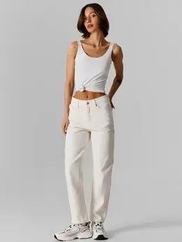 Джинсы женские белые mom fit с высокой посадкой