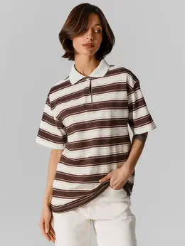 Поло женское в полоску из хлопка пике