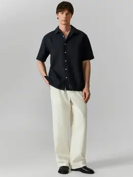 Брюки мужские бежевые прямого кроя льняные