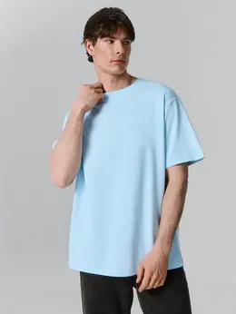 Футболка мужская голубая однотонная из хлопка