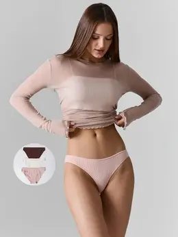 Трусы слипы женские с заниженной посадкой в наборе, 3 шт