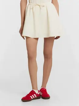 Шорты-юбка женские молочные мини из хлопка