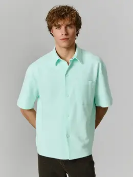 Рубашка мужская зеленая с коротким рукавом