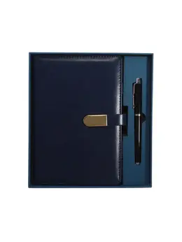 Ежедневник недатированный а5, 80 листов, в линейку, с ручкой, подарочная коробка, синий