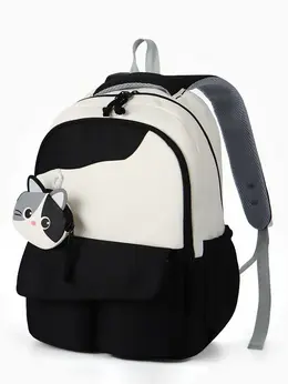 Рюкзак школьный, с кошельком, для девочки, 32×14×46 см, черный